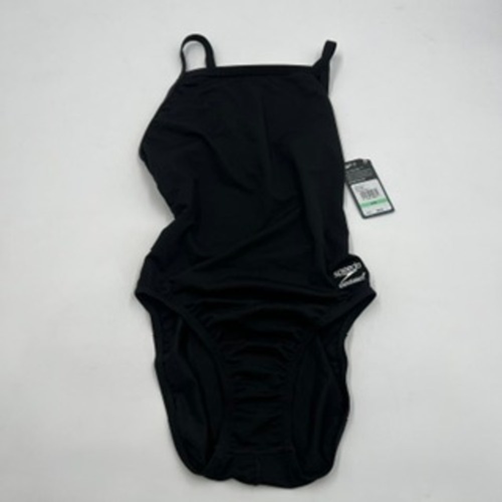 Speedo Endurance+ Flyback Training Swimsuit Black One Piece 819016006 Size 8/34
